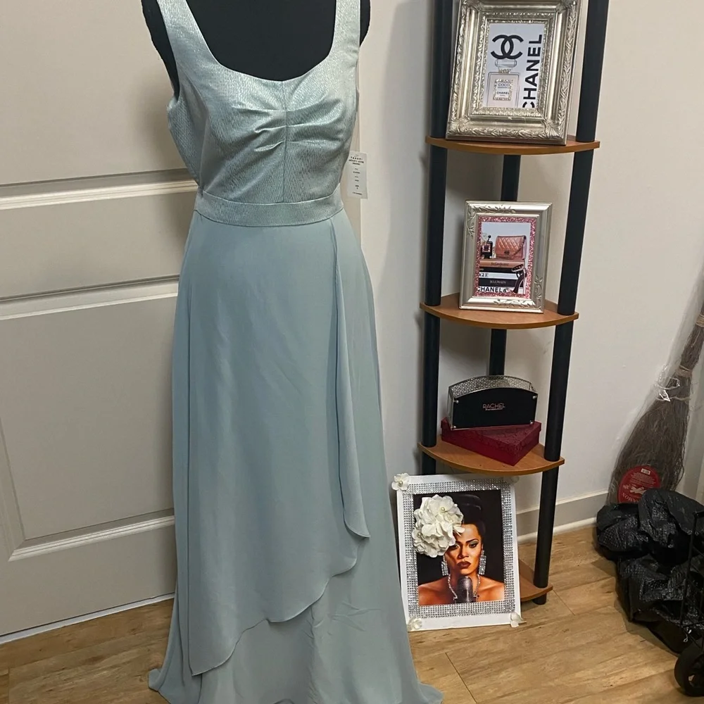 TAHARI CHIFFON GOWN WITH JACKET SIZE 8 METALLIC JACQUARD ARTHUR LEVINE MINT. - Picture 8 of 15